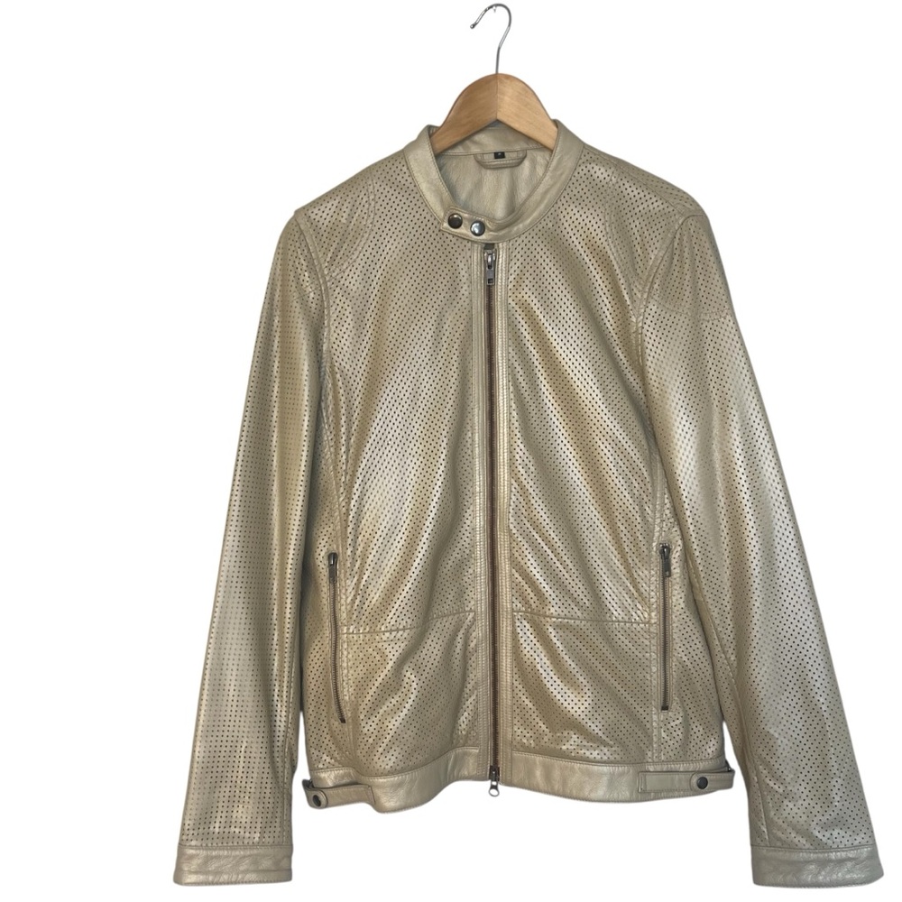 Vintage Unisex Perforated Leather Moto Jacket